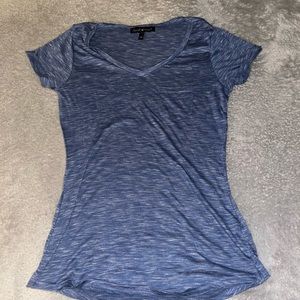 blue v neck shirt
